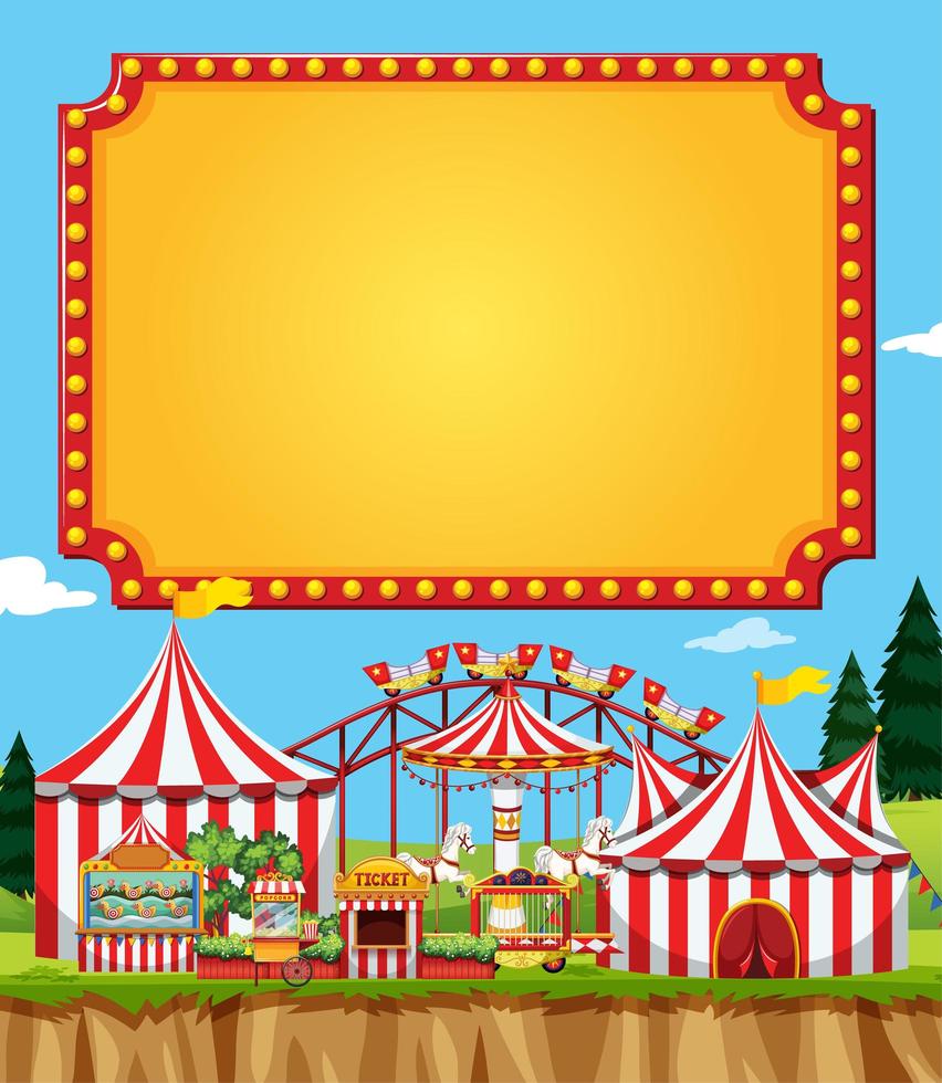 Circus scene with sign template  vector