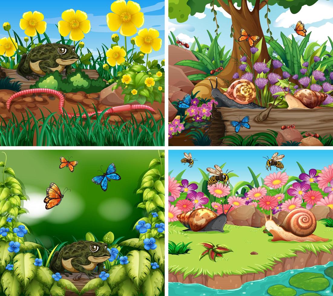 Set of background scene with nature vector