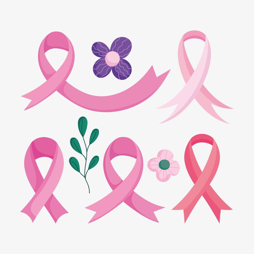 Set of pink ribbons vector