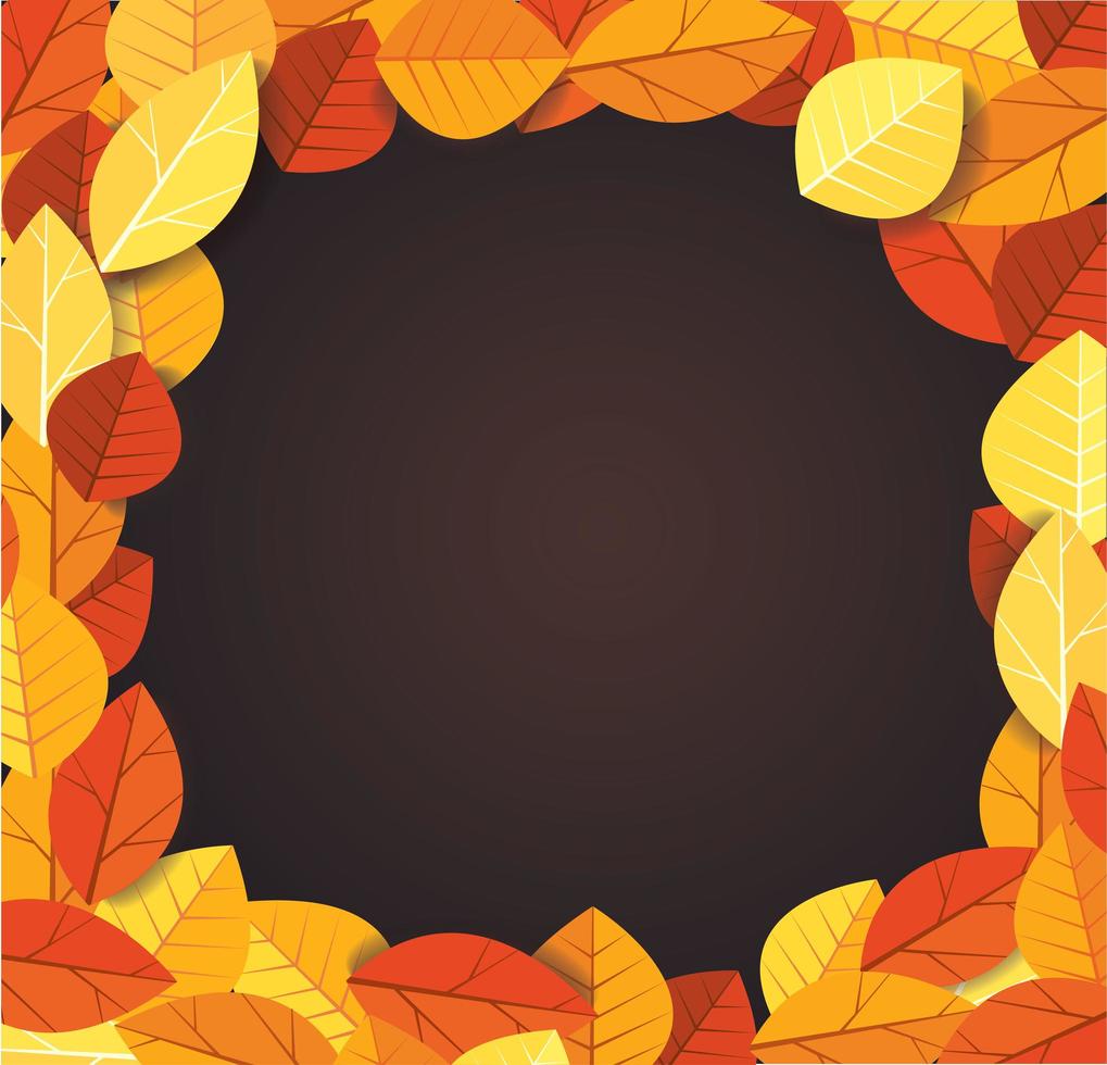 Autumn leaves background frame  vector