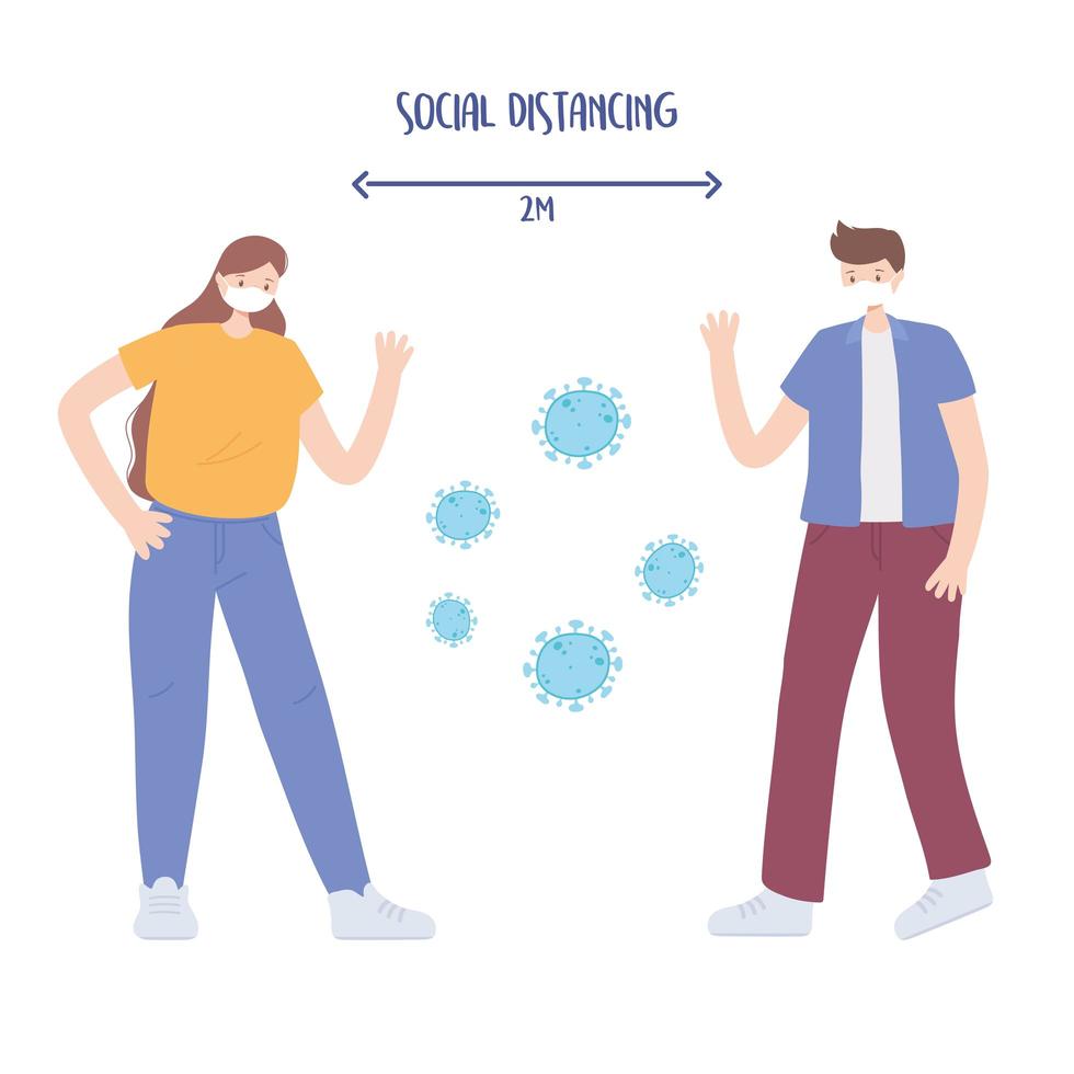 People social distancing vector