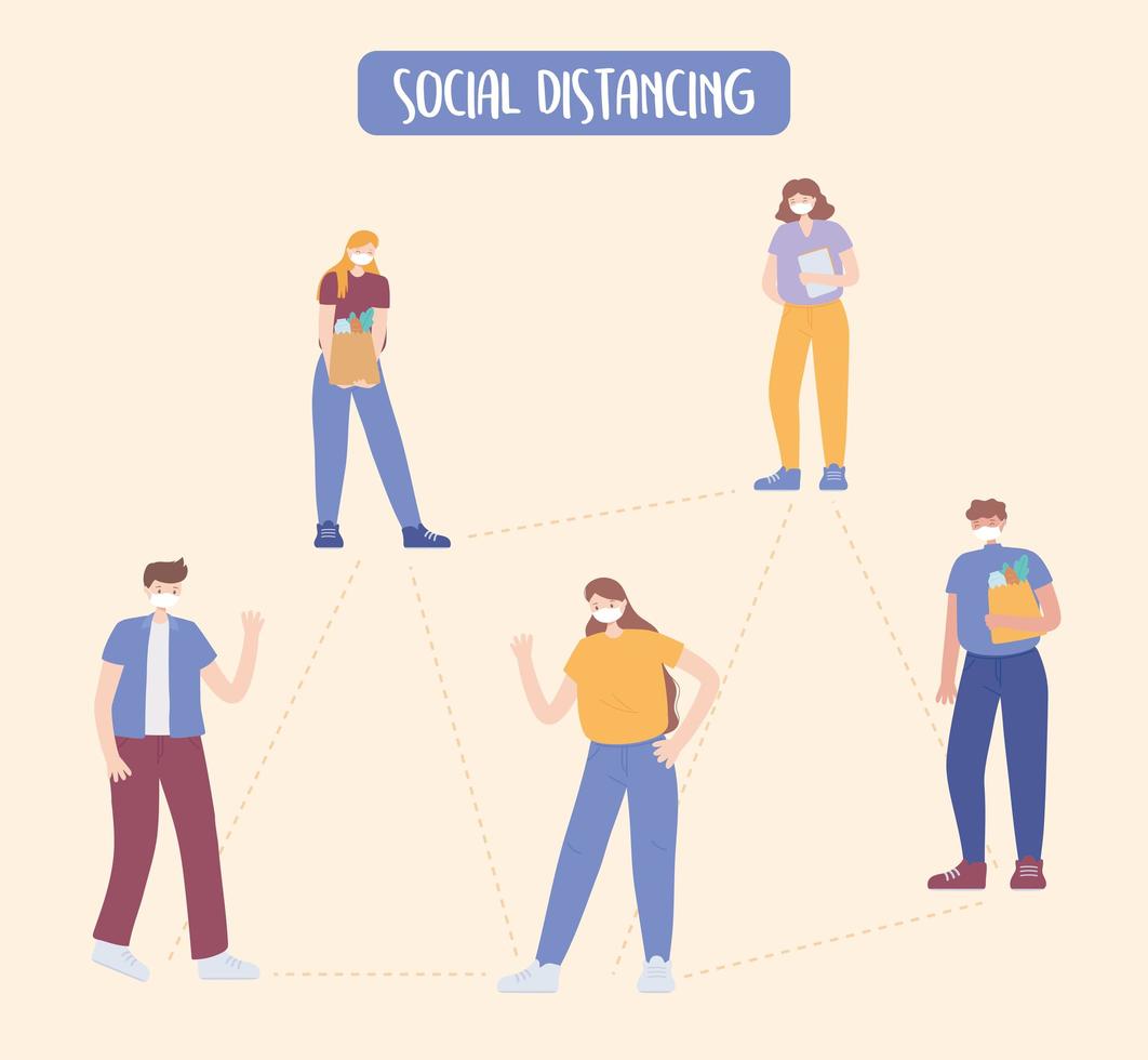 personas distanciamiento social vector