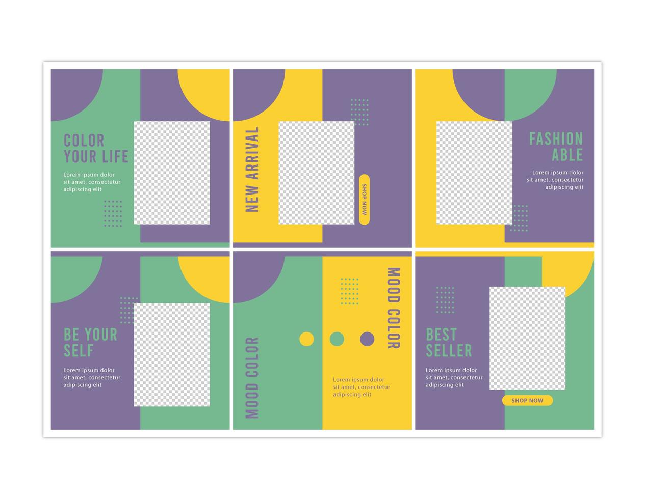 Fashion Social Media Post Set vector