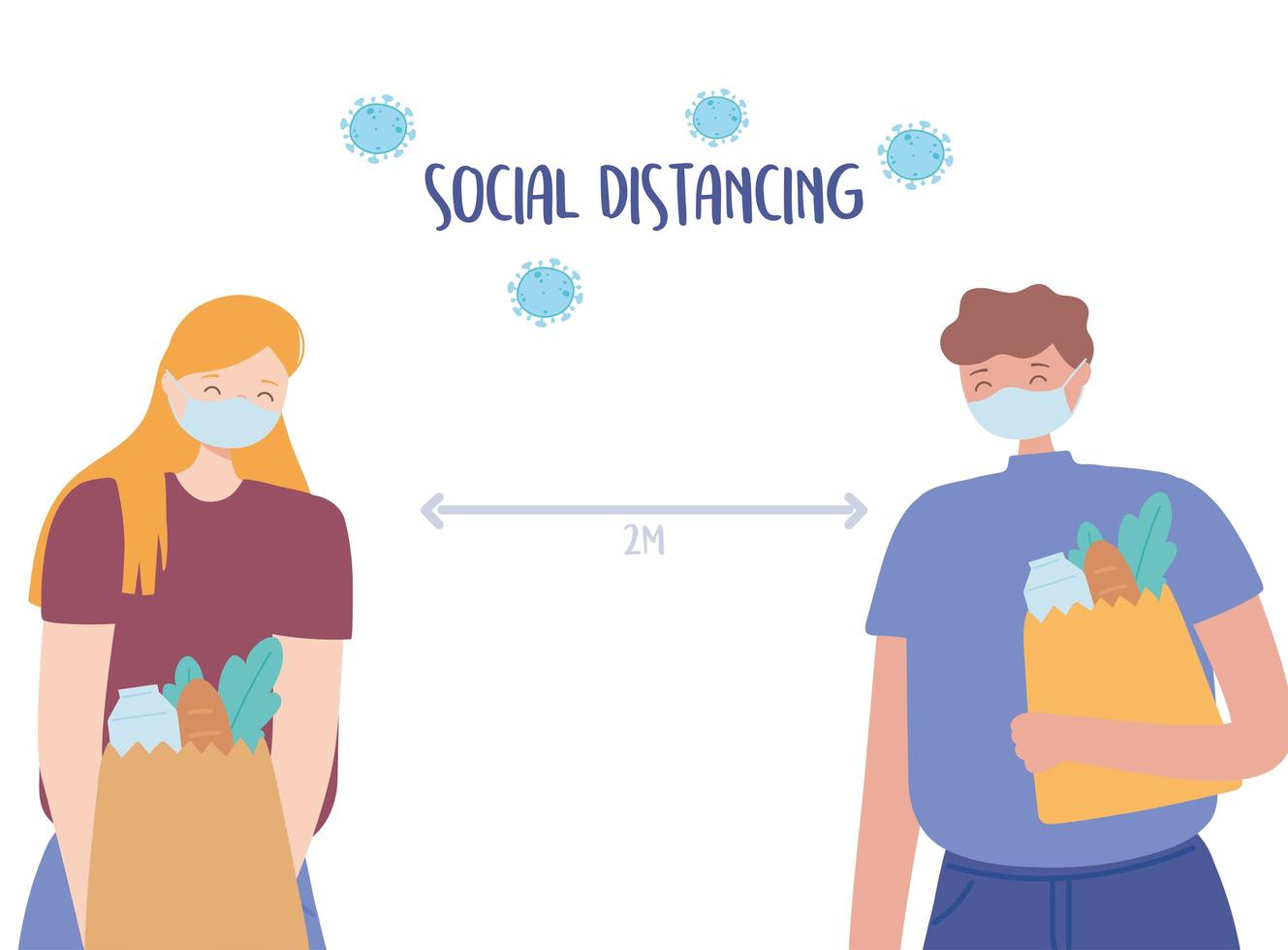 People social distancing vector