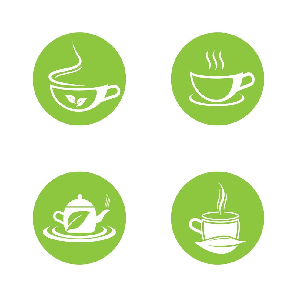 Green tea logo set vector