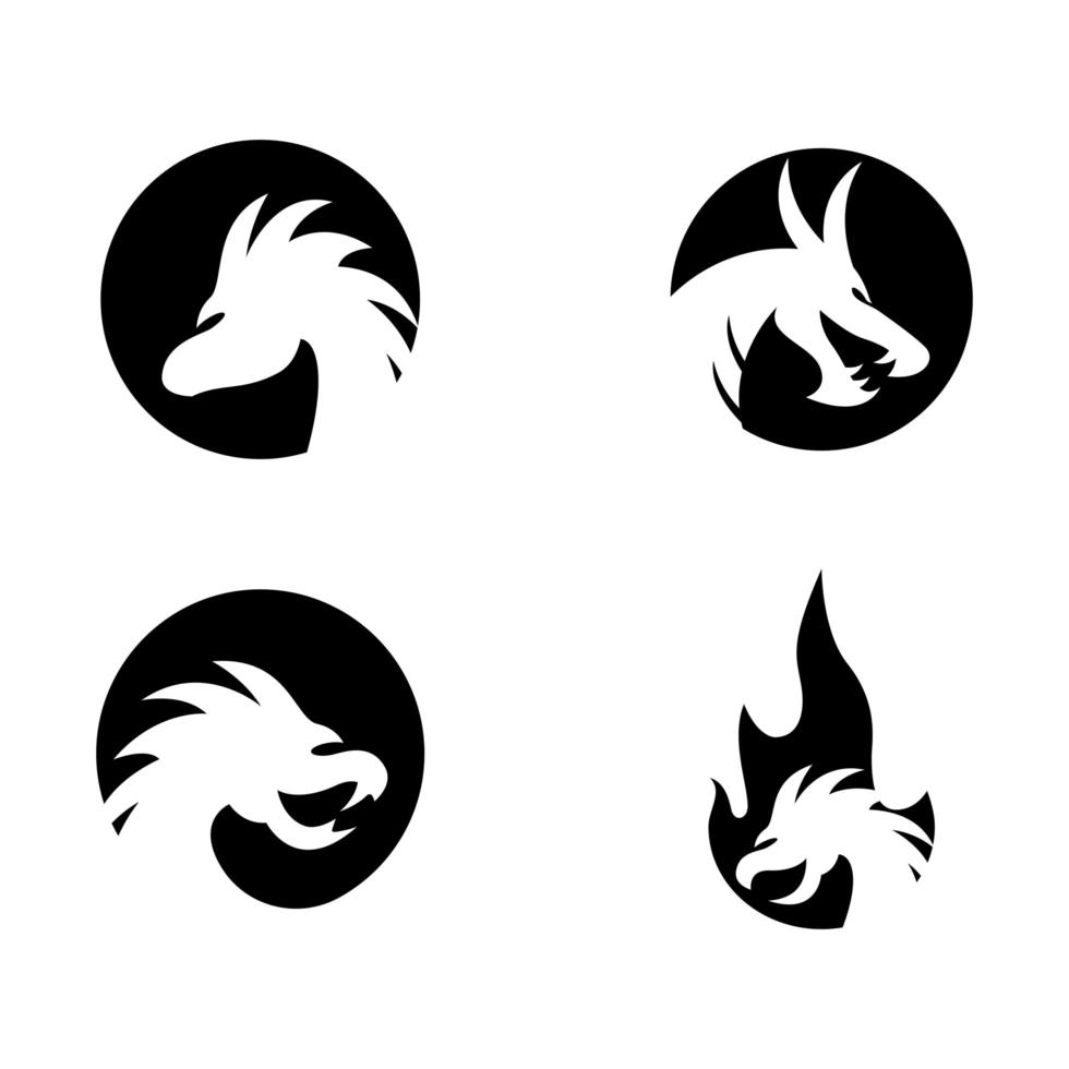 Dragon head logo image set  vector