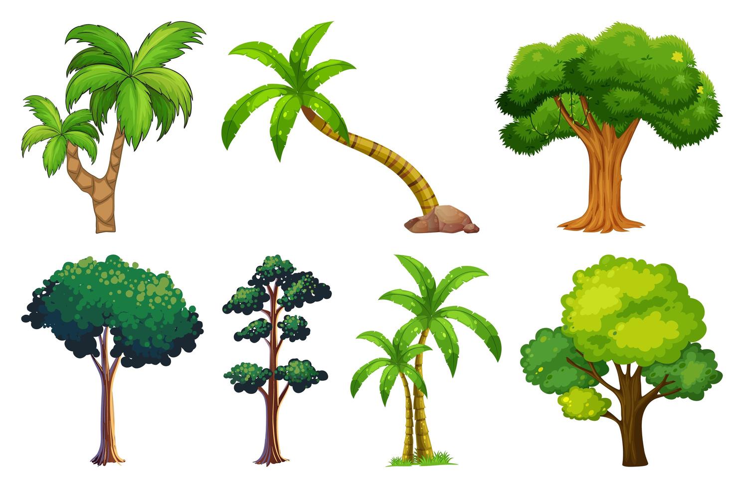 Set of plants and trees vector