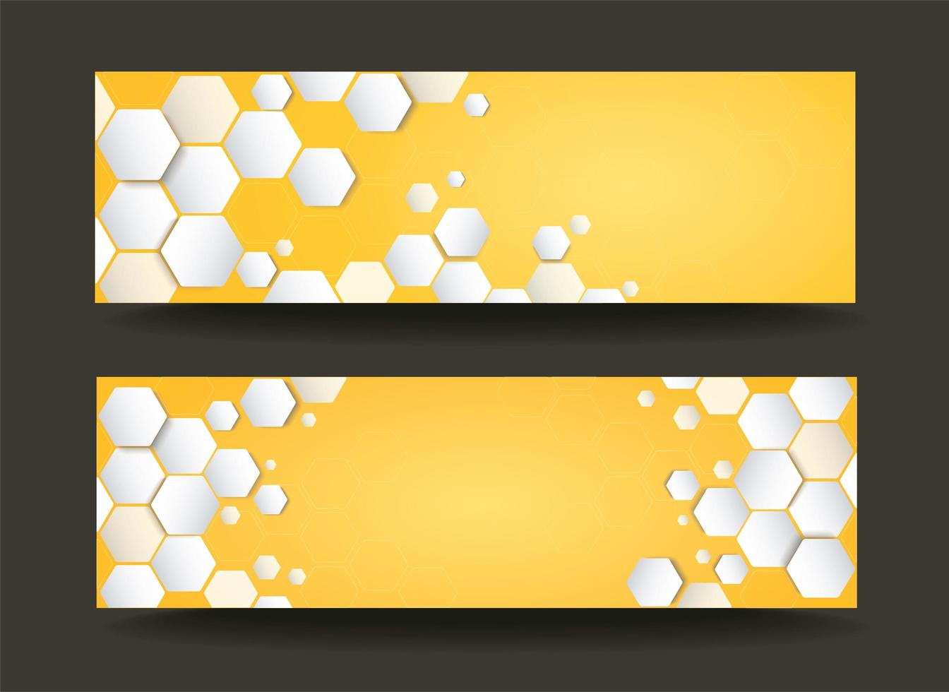 Modern white hexagon template banner yellow background vector