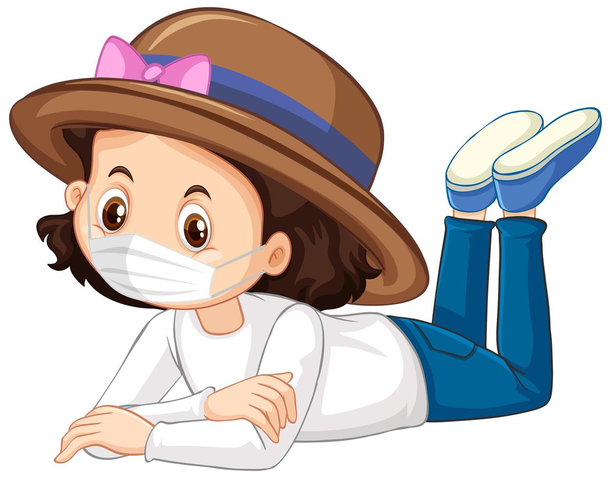 Girl character wearing mask vector