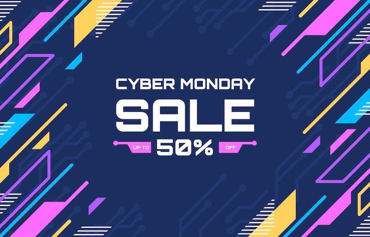 fondo de venta de cyber monday de tecnología colorida vector