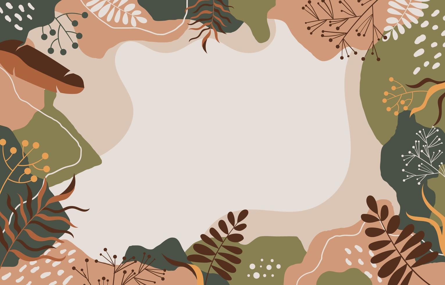 Forest Flora Frame Solid Color Abstract Cream Background vector