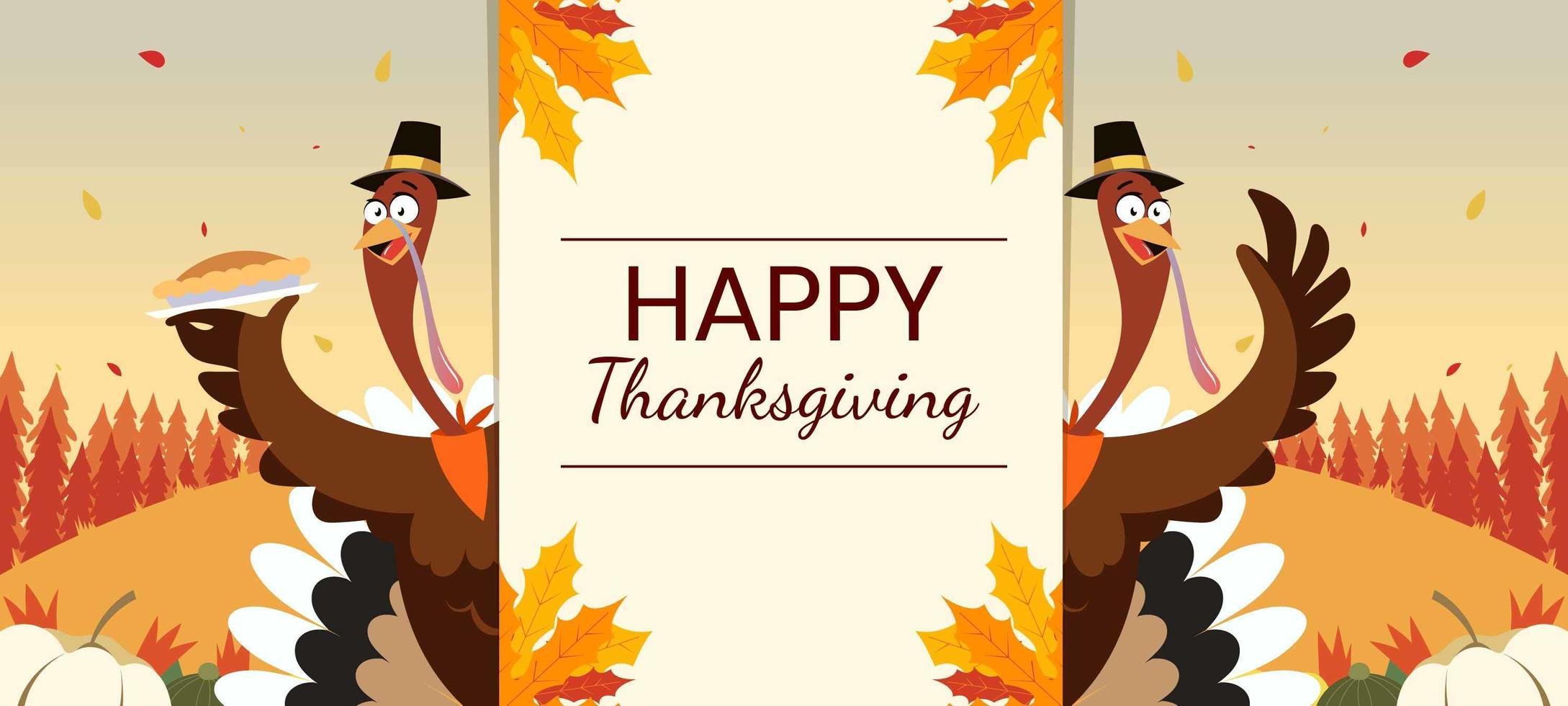 Happy Thanksgiving Celebration with Turkey and Pie 1372987 Vector Art ...