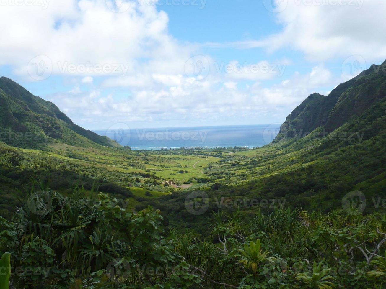 Valle contra el mar, Oahu, Honolulu, Hawaii, EE. foto