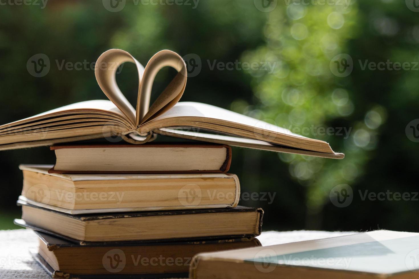 pila de libros con forma de corazón foto