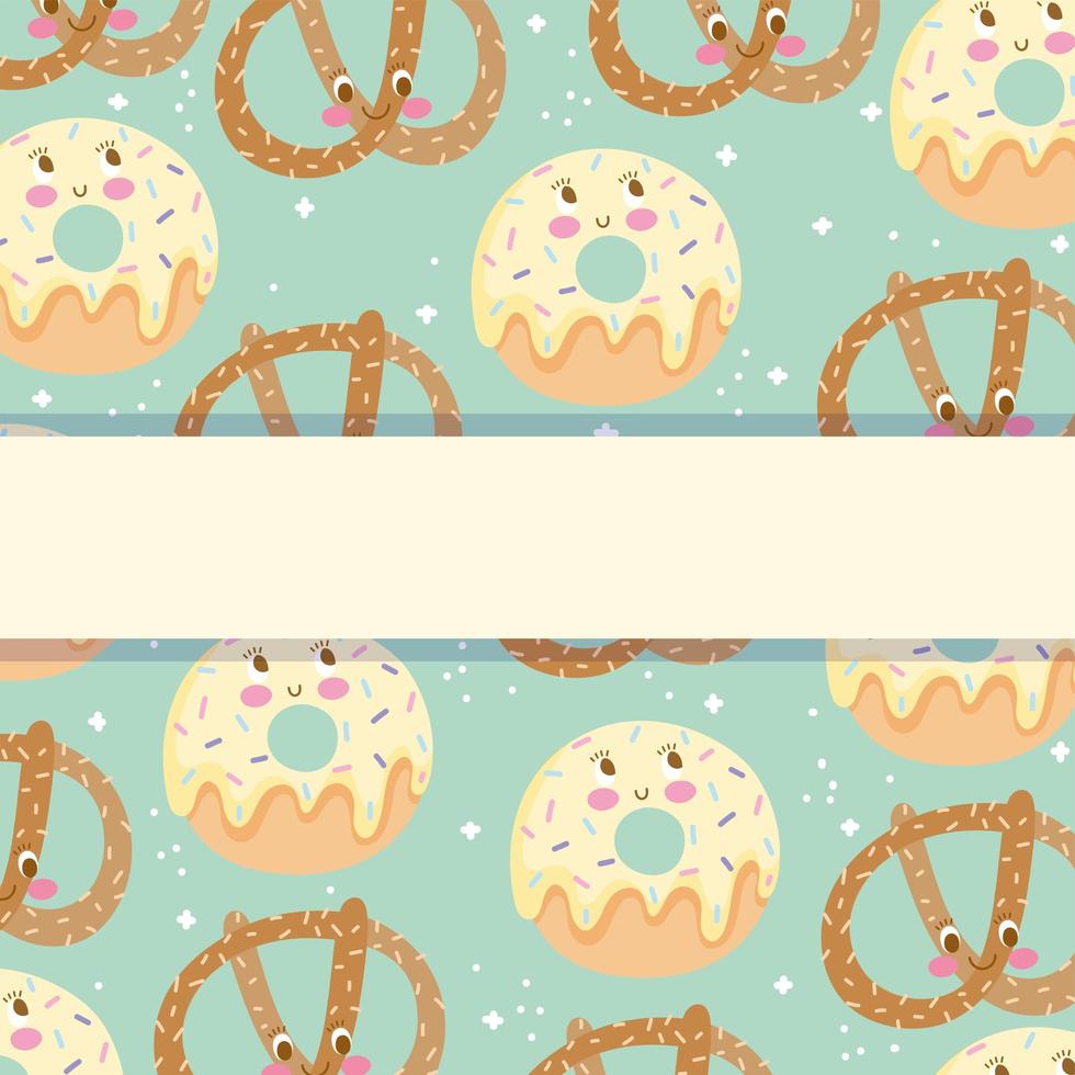 Cute sweet characters banner template with space vector