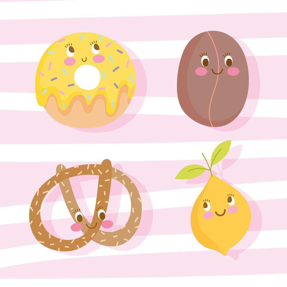 diseño de comida de dibujos animados lindo vector