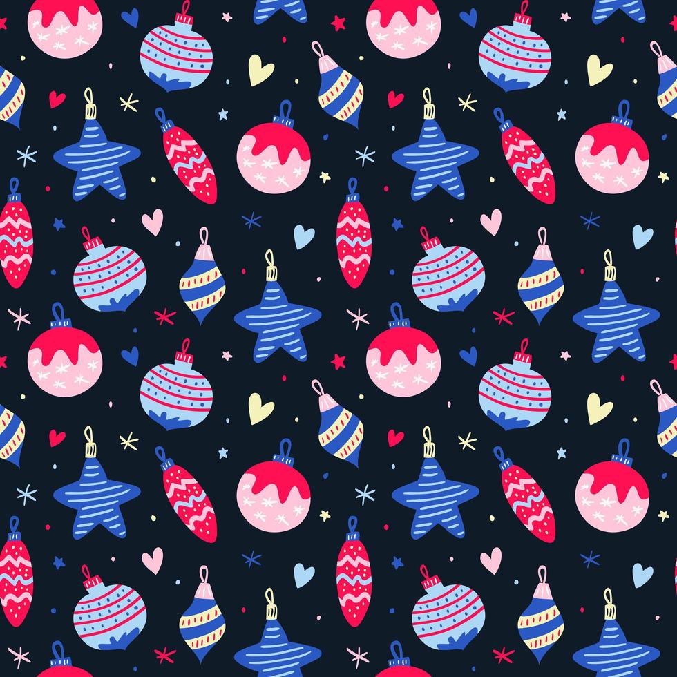 Seamless pattern with pink and blue Christmas balls vector