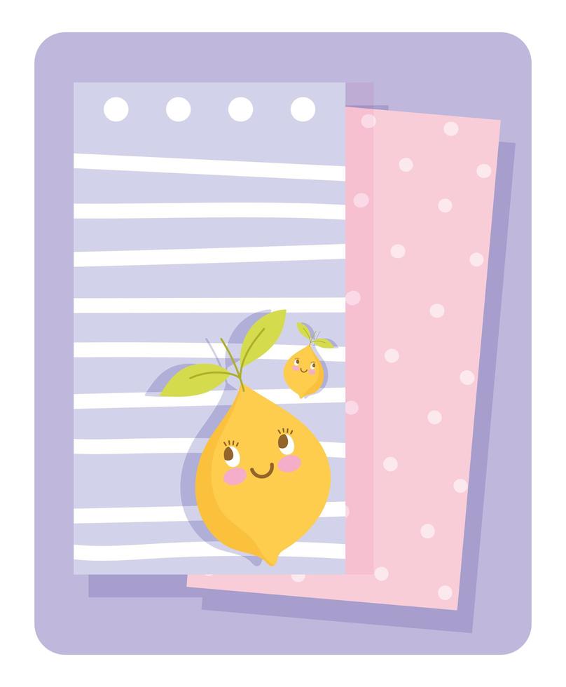 Cute fruit characters paper card template vector