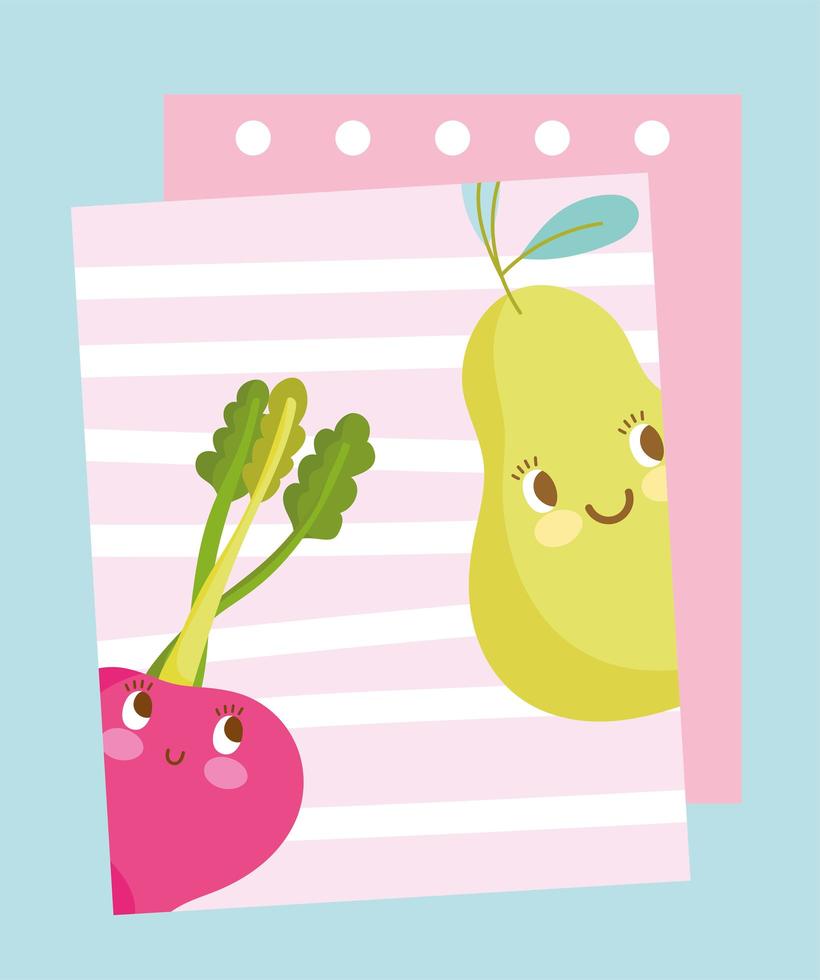 Cute food characters card template vector