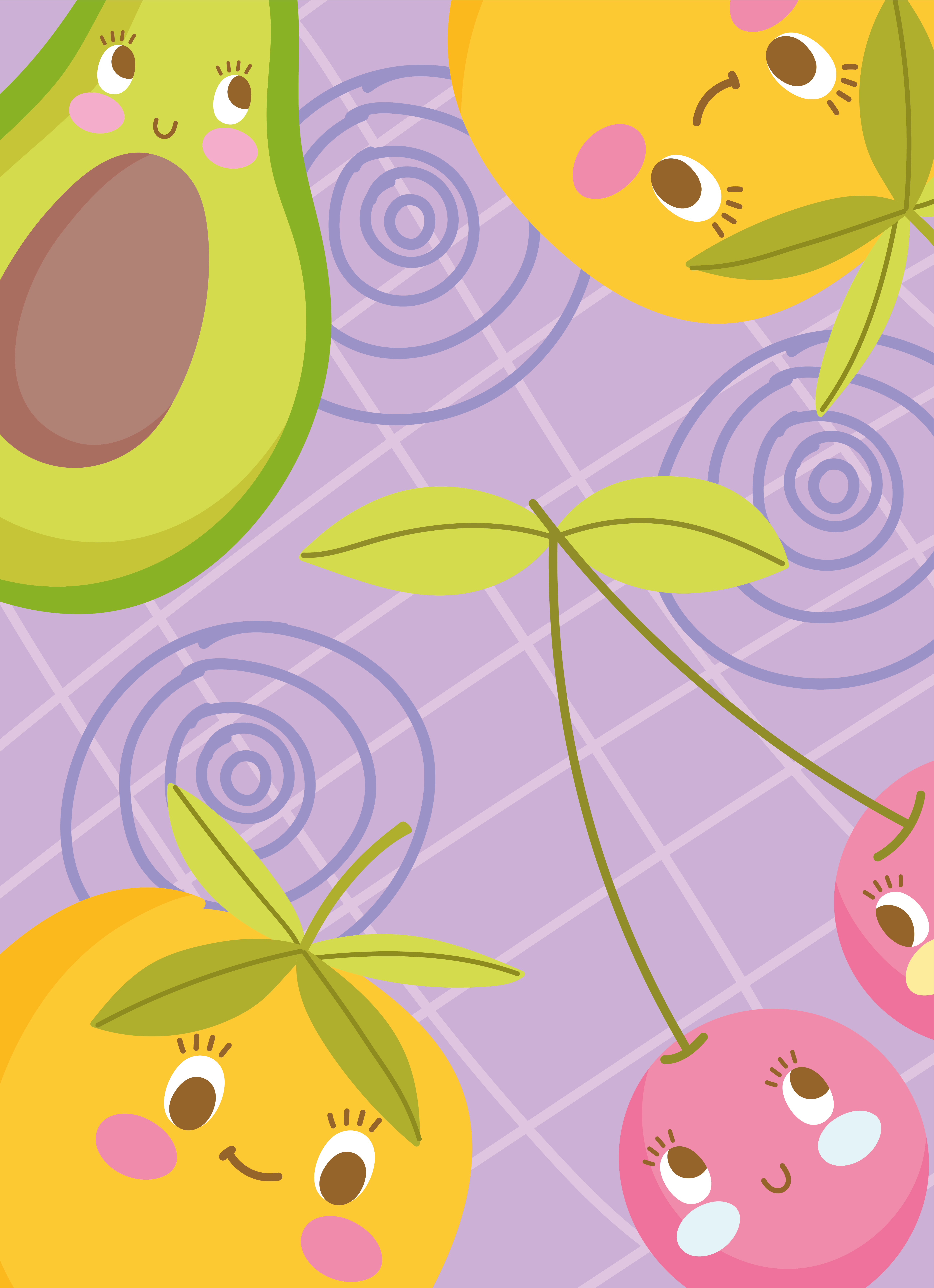 Cute cartoon fruits background 1376513 Vector Art at Vecteezy