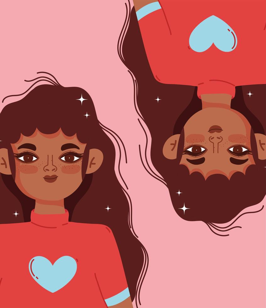African American young twins portrait vector