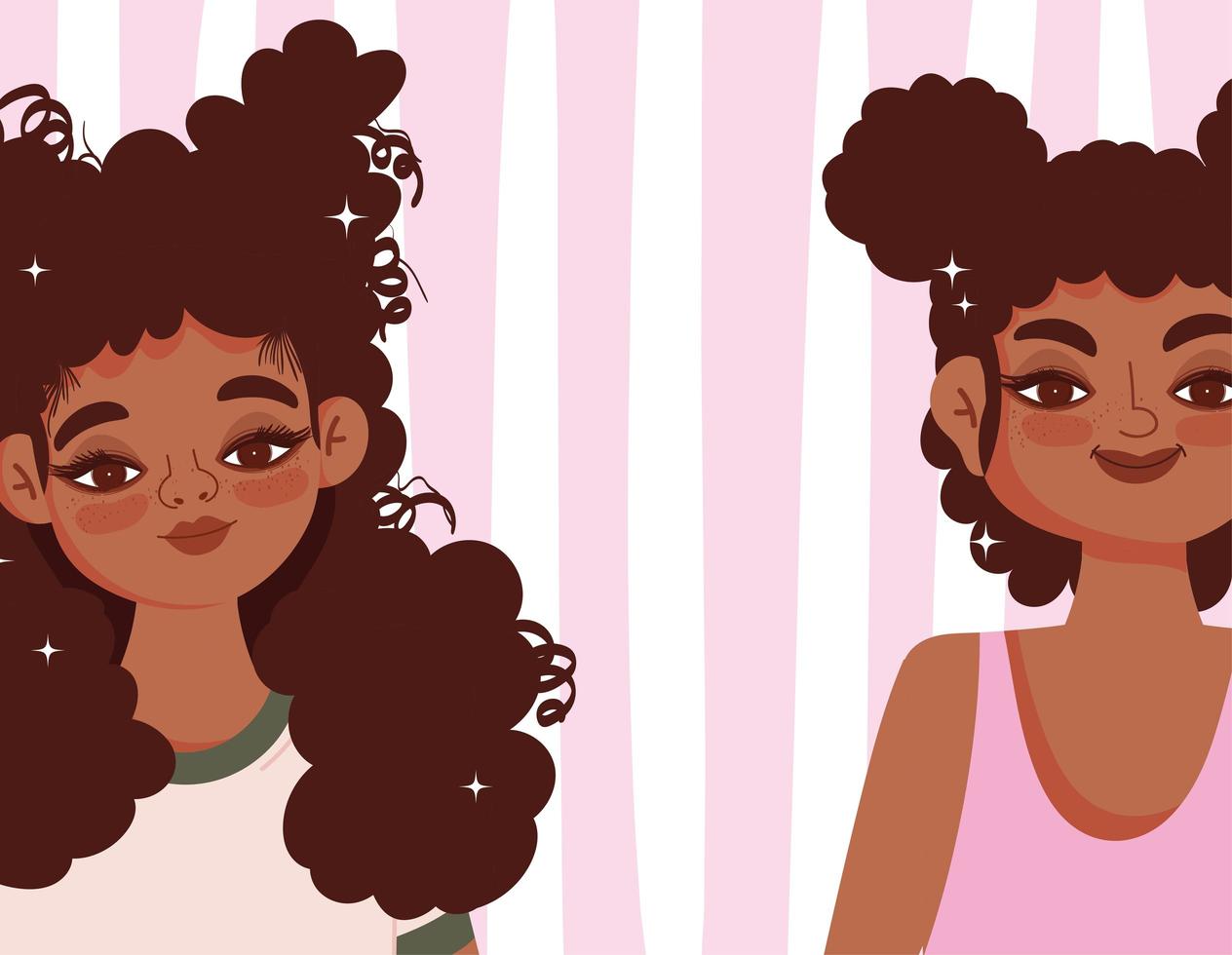 Banner with two cartoon girls vector