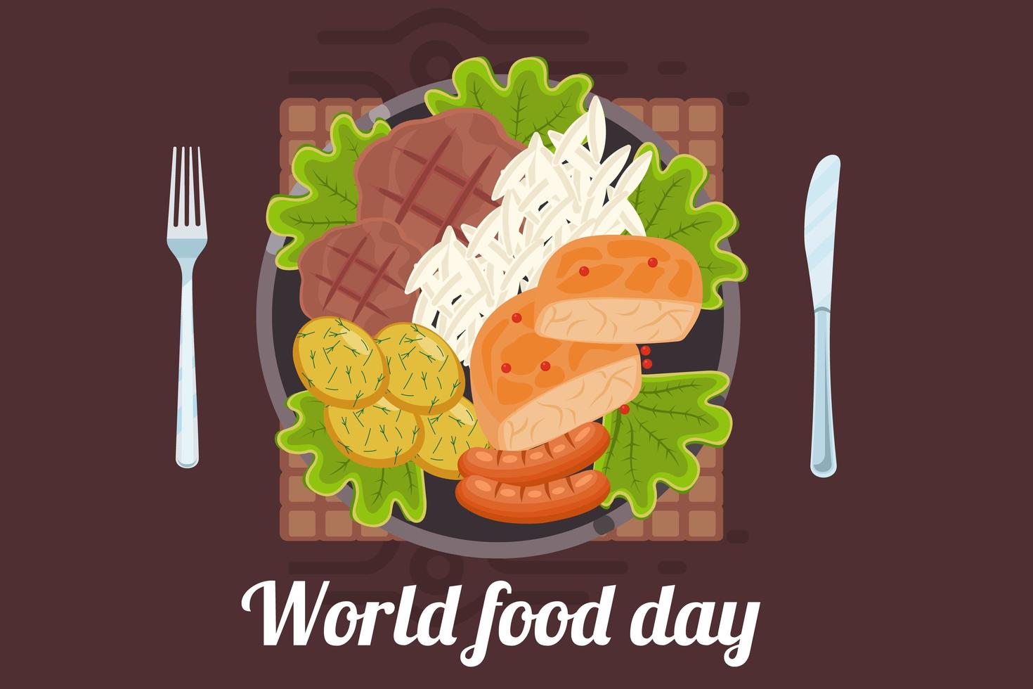 World food day design with plate vector