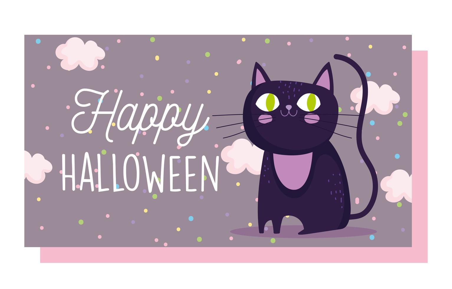 Happy halloween, cute black cat cartoon  vector
