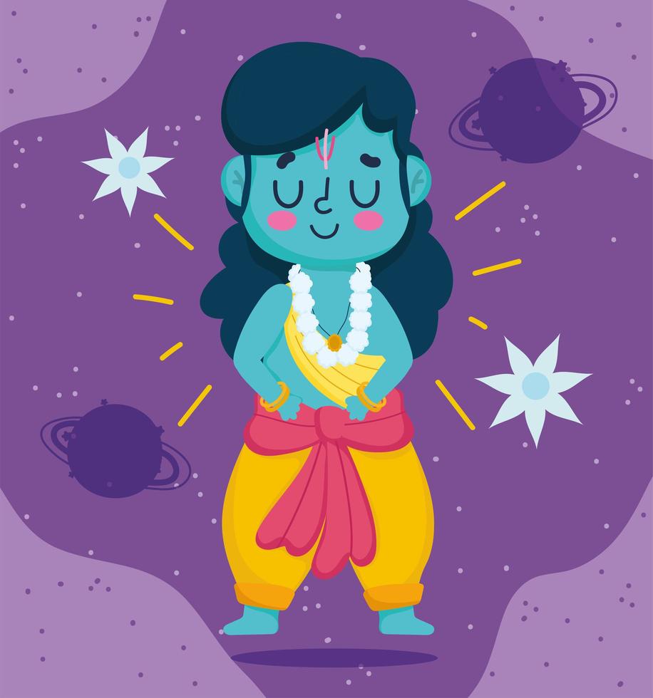 feliz festival dussehra de la india, personaje de dibujos animados de lord rama vector