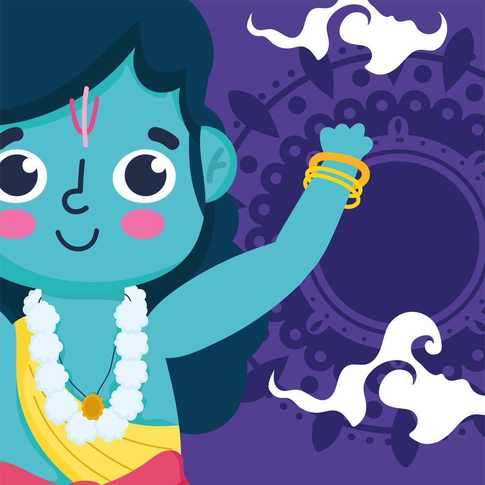 feliz festival dussehra de la india, señor rama dibujos animados hindú vector