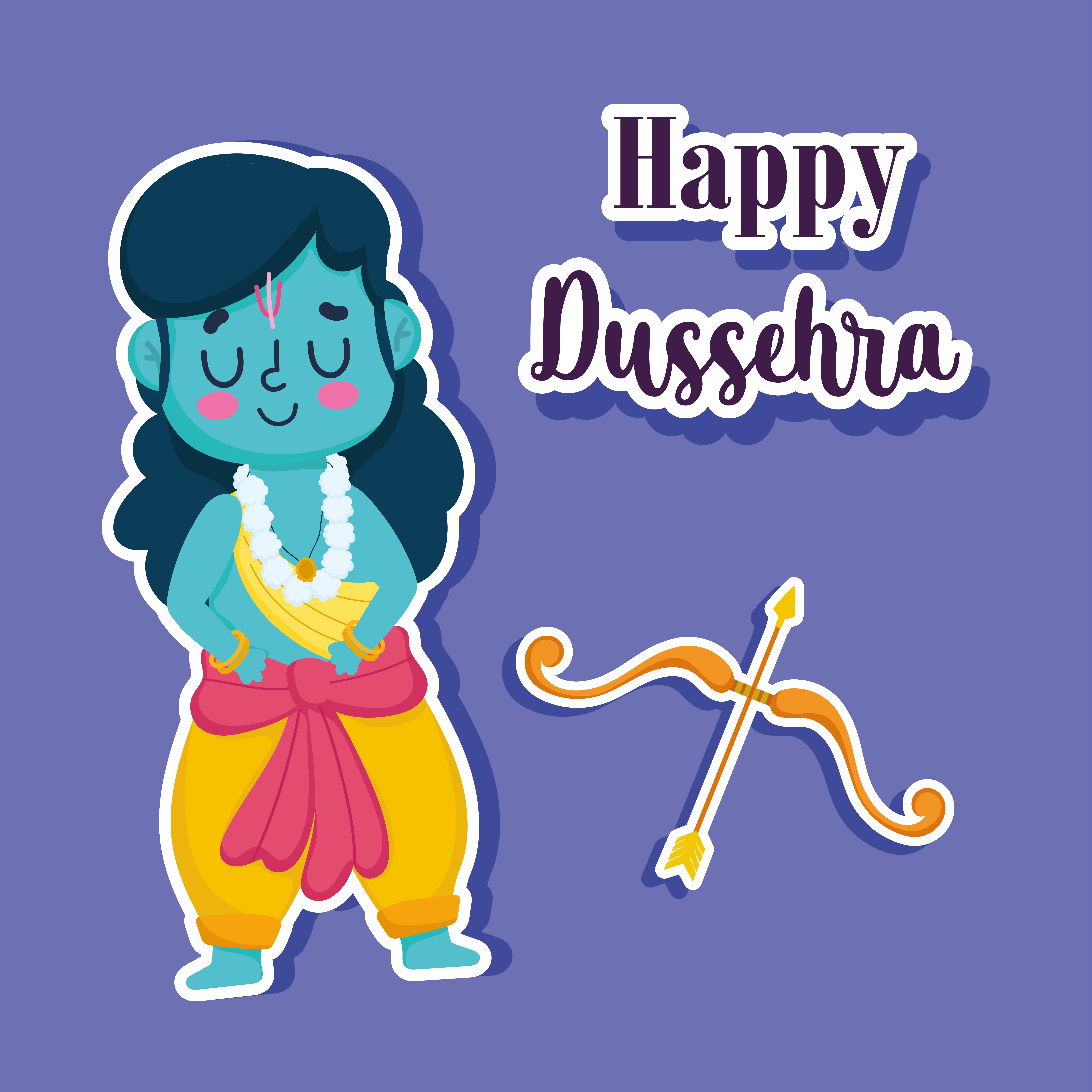 Happy Dussehra Festival of India Lord Rama Cartoon 1376656 Vector Art at  Vecteezy