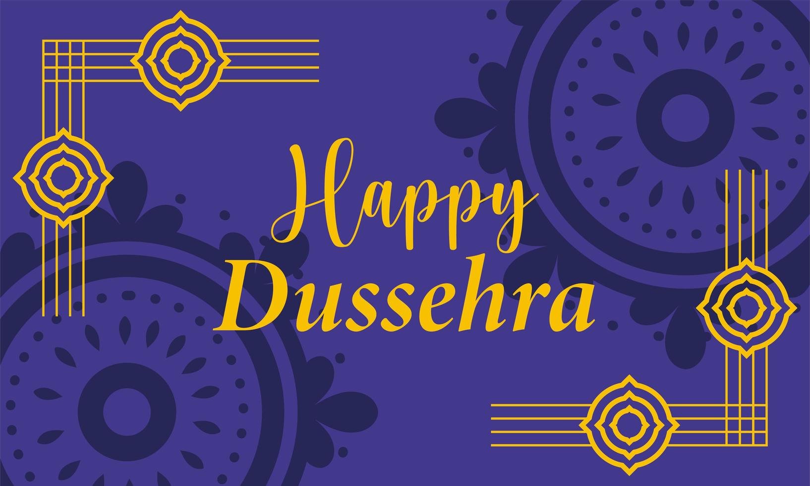 feliz festival dussehra de la india tipografía y formas doradas vector