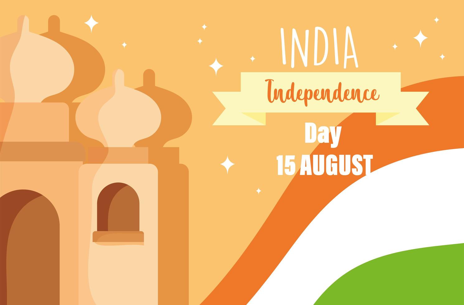 Happy Independence Day India Taj Mahal and Flag Symbol vector
