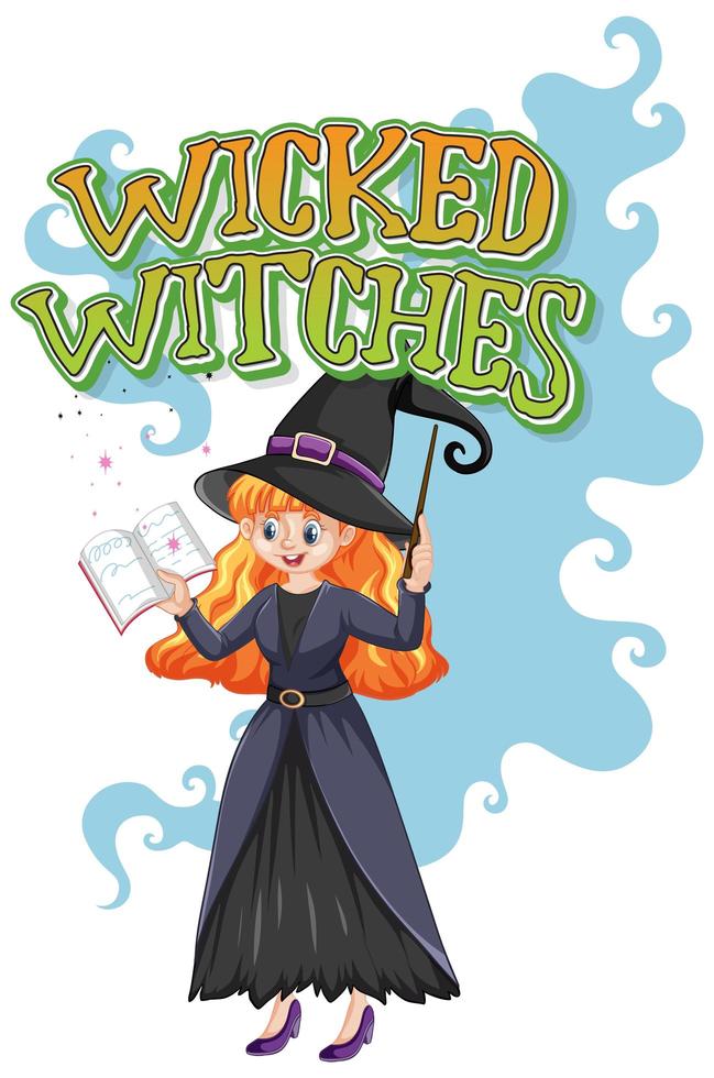 Wicked witch and text on white vector