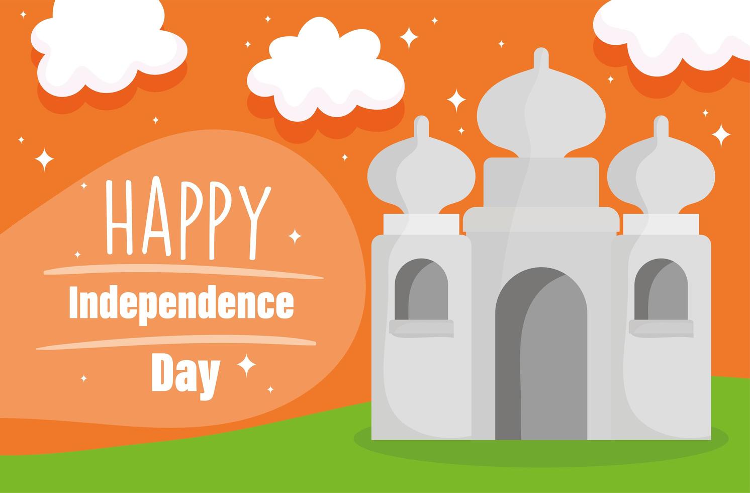 Happy Independence Day India Taj Mahal Traditional Indian Card vector