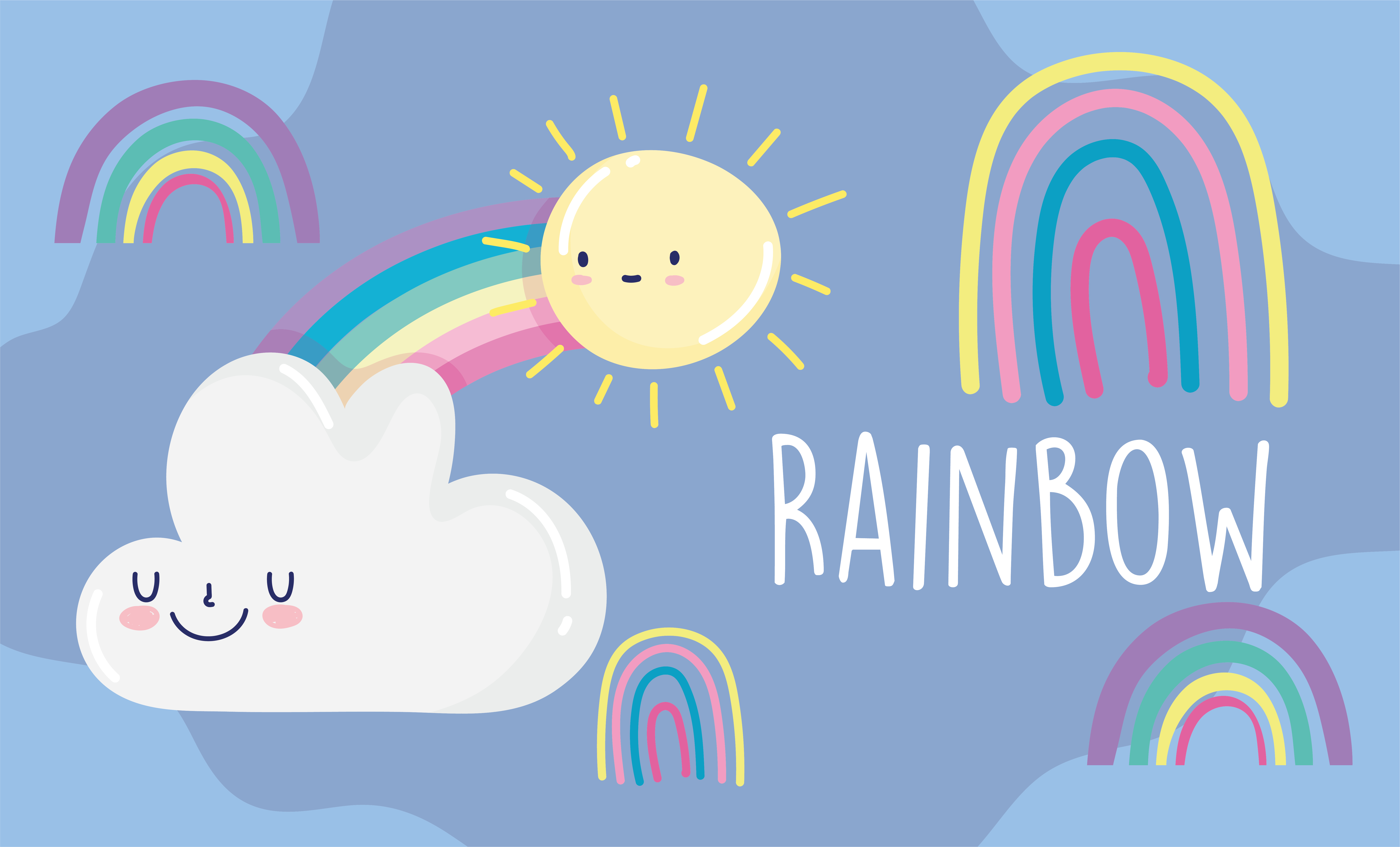 Rainbows, sun and cloud cartoon design 1376699 Vector Art at Vecteezy