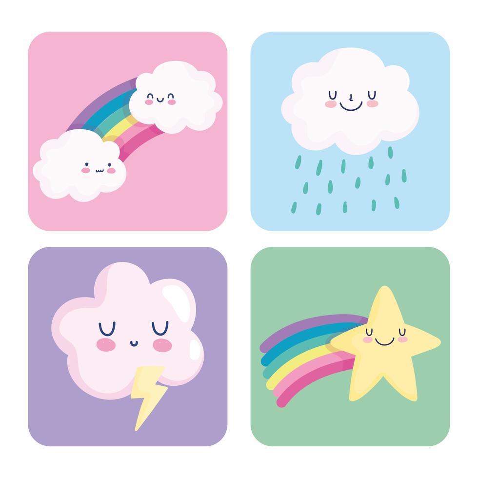 Cute and colorful sky icons vector