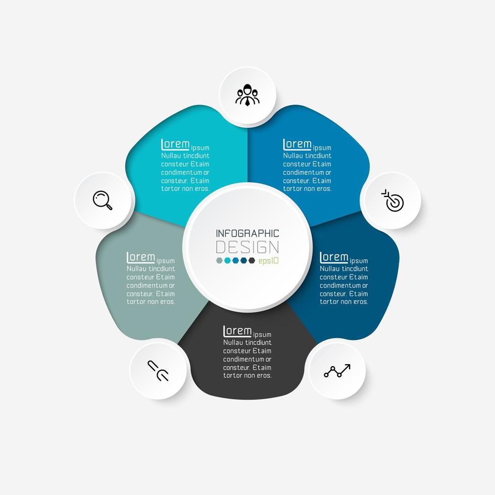 diagrama circular azul con iconos vector