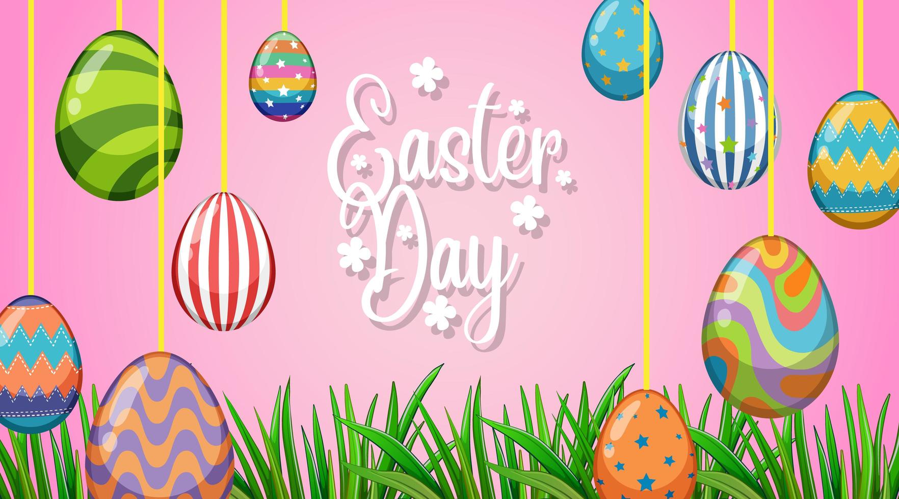 Poster design for easter with decorated eggs vector