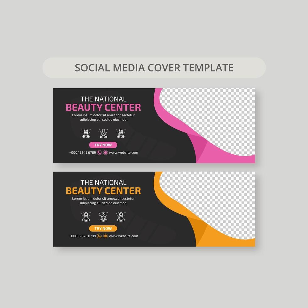 Spa or beauty social media cover templates vector