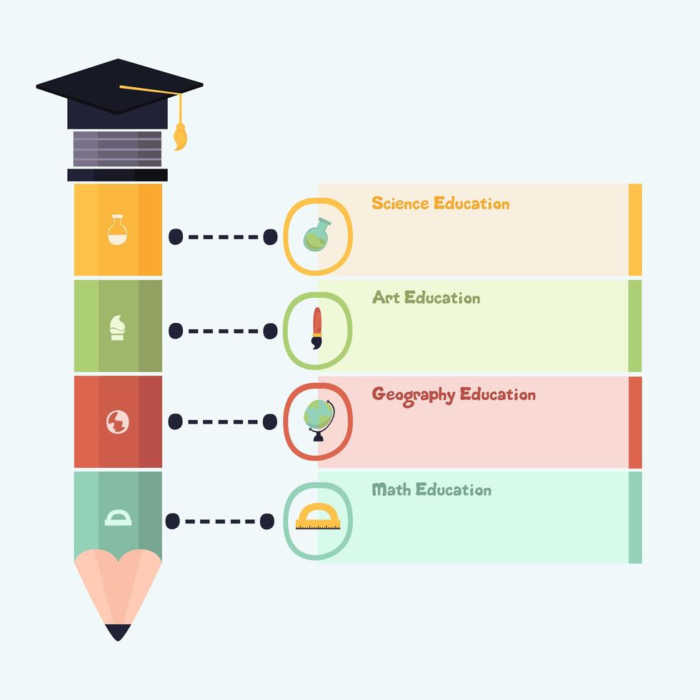 concepto de infografía de educación con lápiz vector