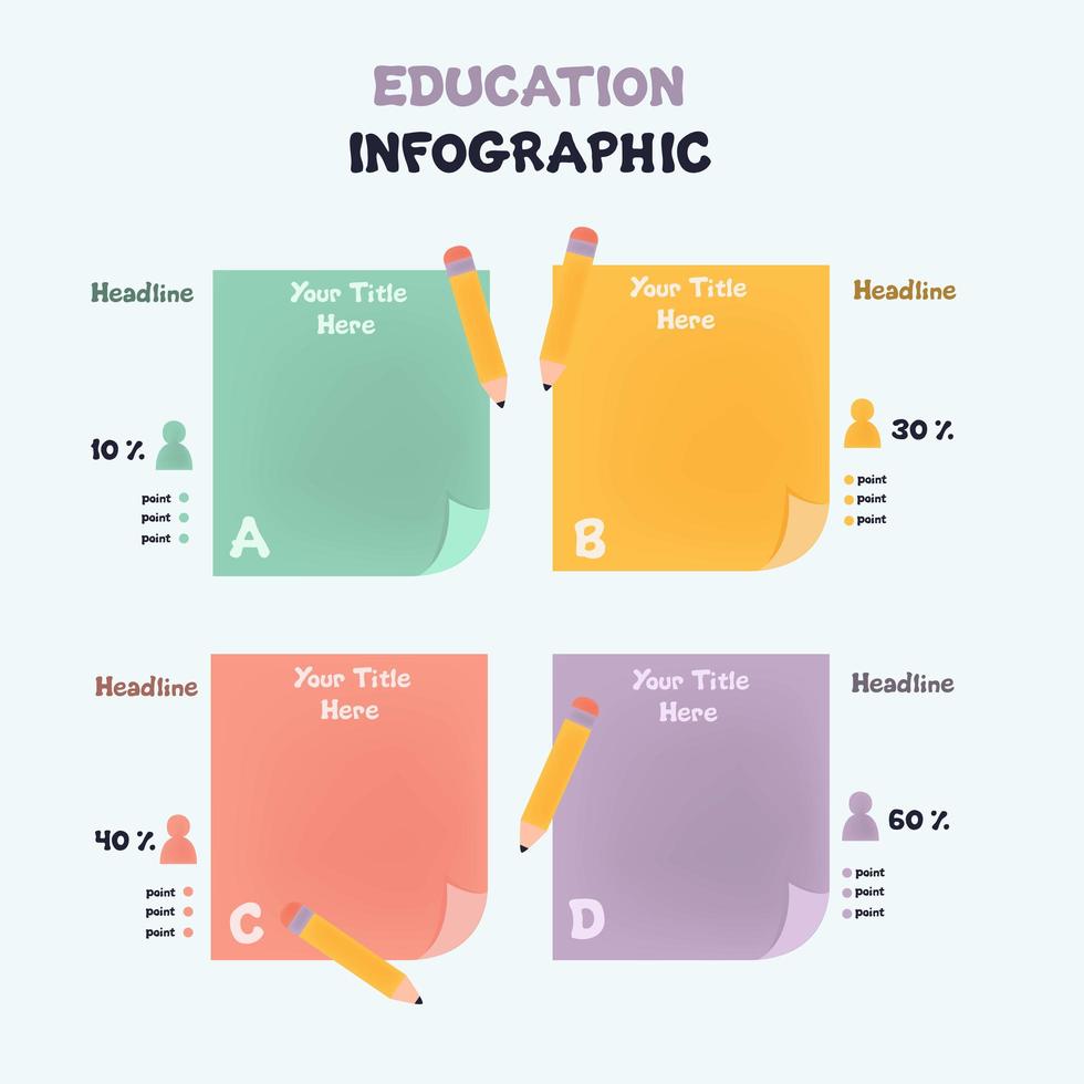 educación infografía colorido diseño de nota vector