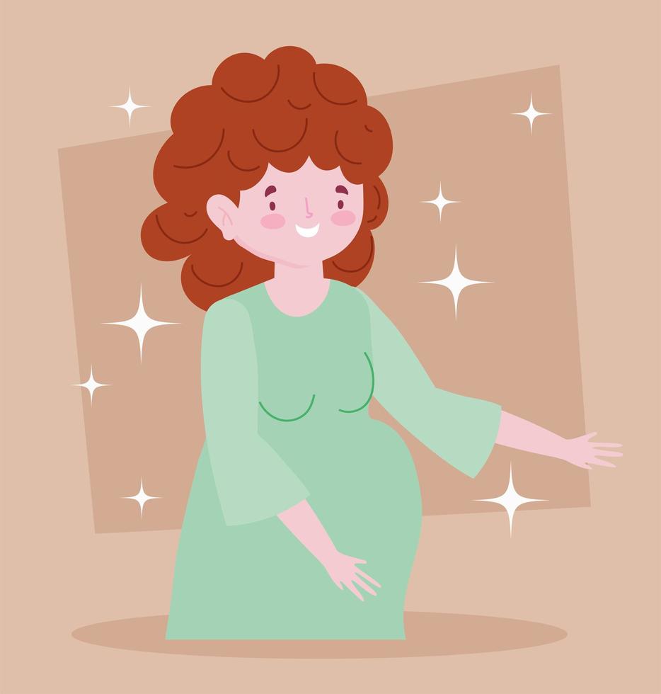 Pregnant woman portrait cartoon character vector