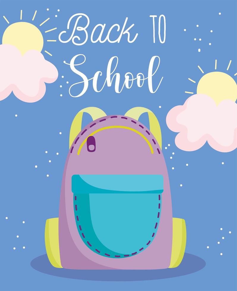 Back to school, backpack with zipper vector