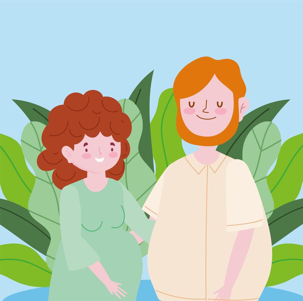 Pregnant woman and man portrait  vector