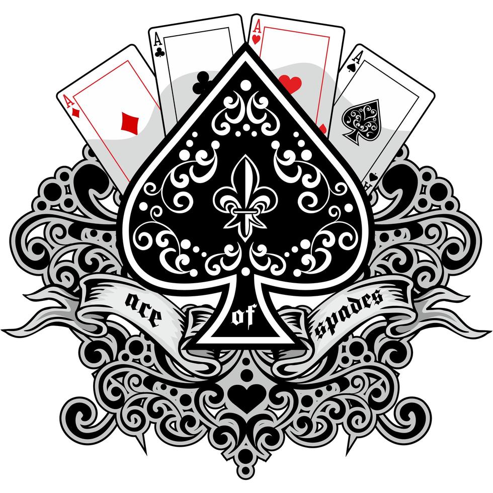 Ace of spades playing cards with lily flower vector