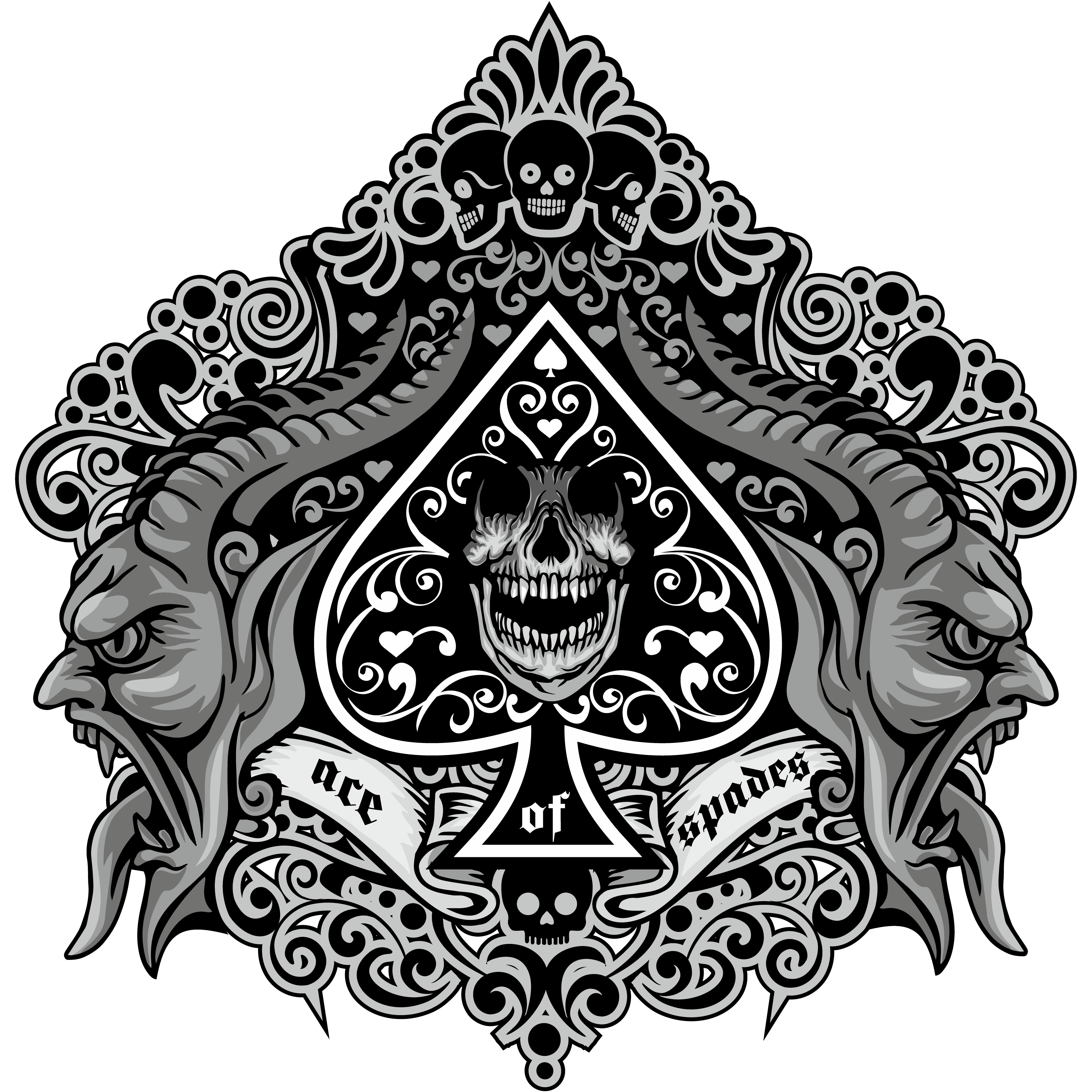 Ace of spades icon with filigree and demons 1377003 Vector Art at Vecteezy