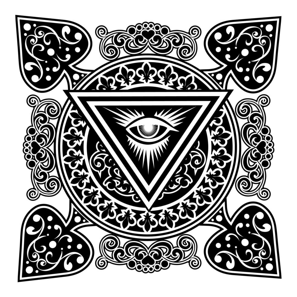 Spades design with filigree and all seeing eye  vector