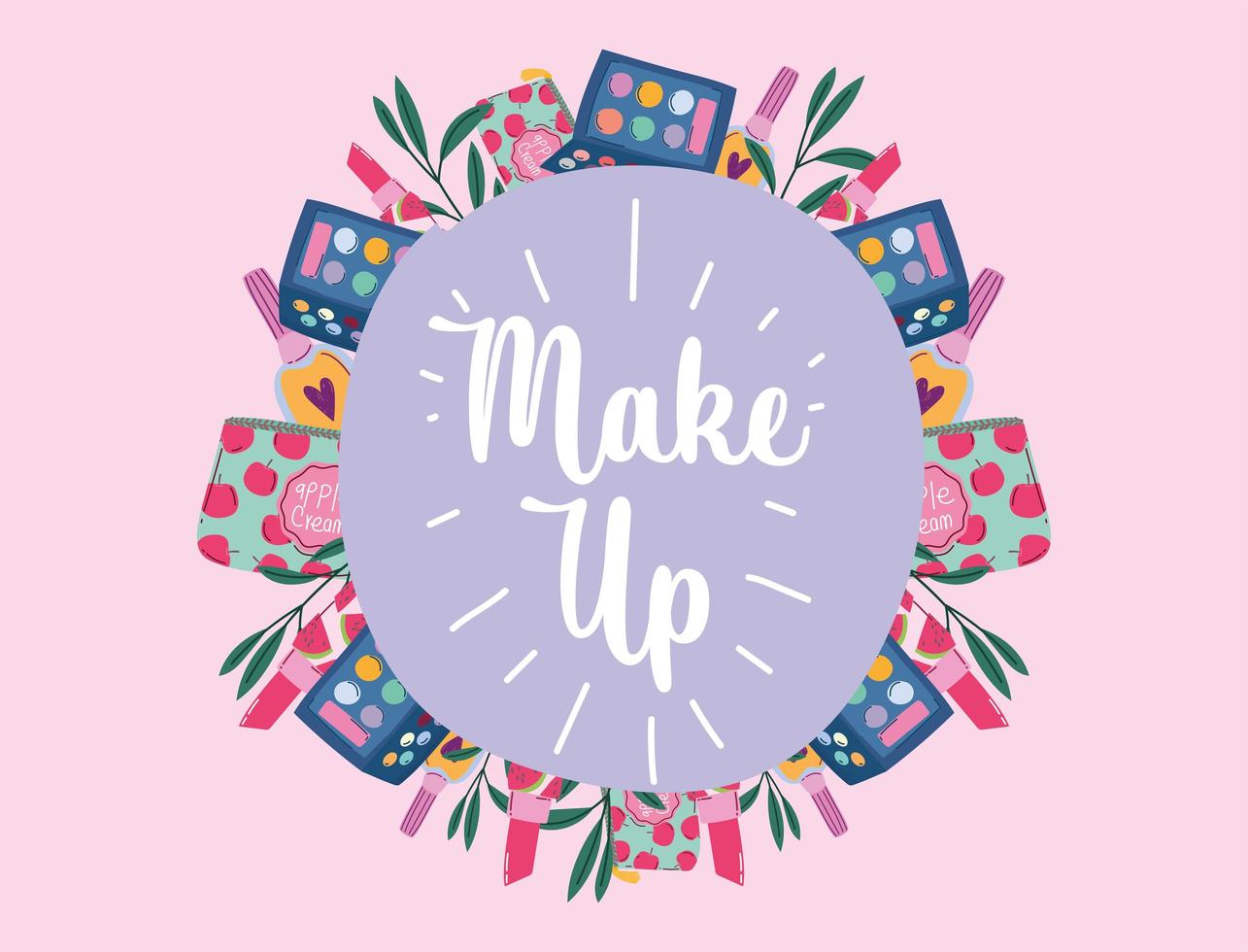 Make-up and beauty products label with lettering vector