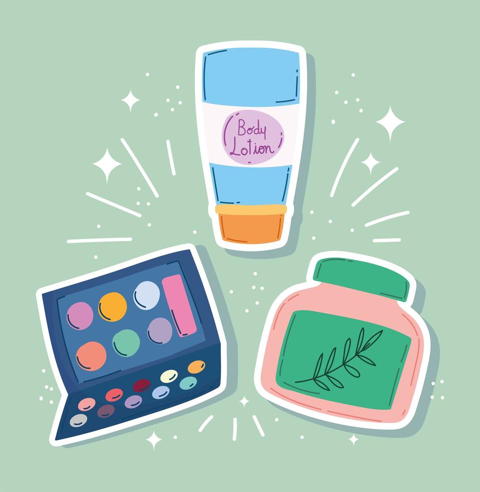 Make-up, beauty and body care products design vector